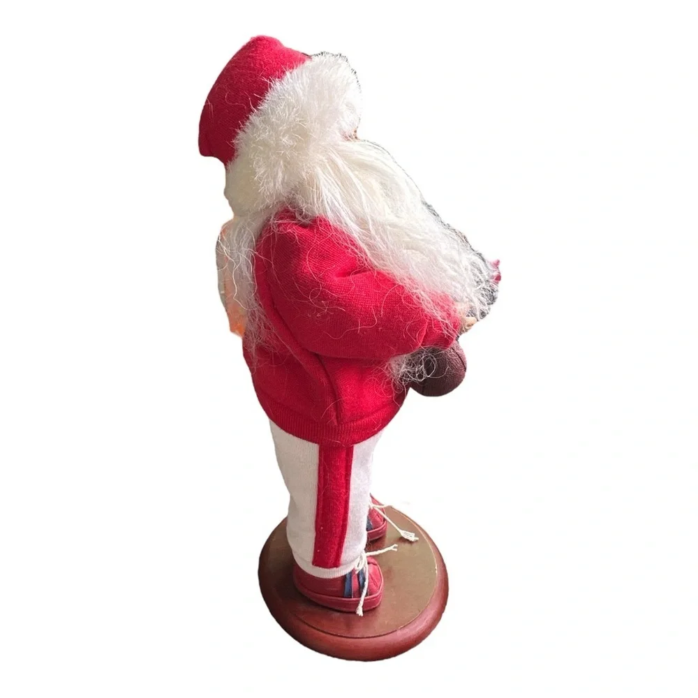 Vintage Christmas Santa Figurine With Football Holding Helmet #25 Holiday